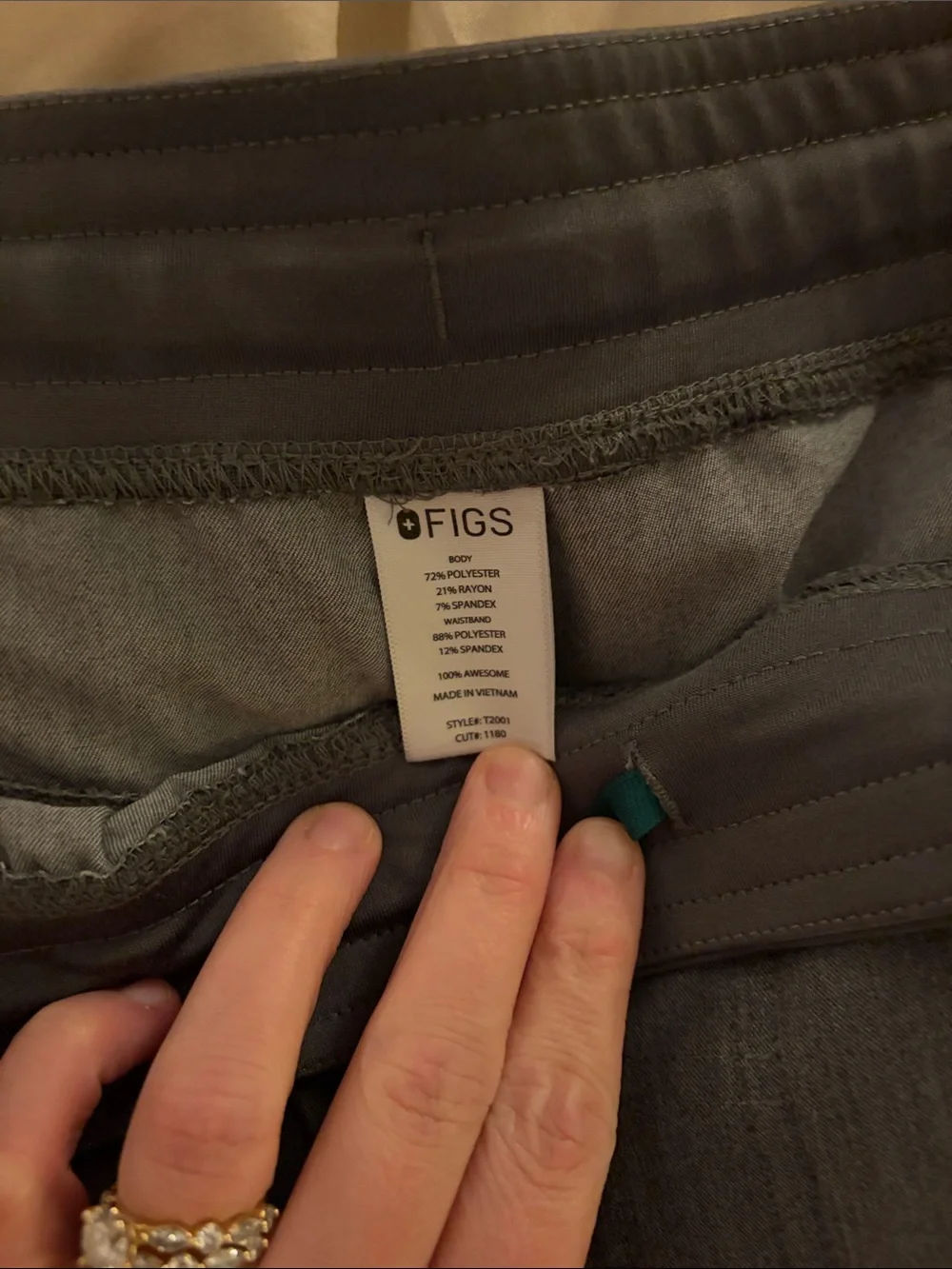 Men's Gray Straight Legged Figs Scrub Pants